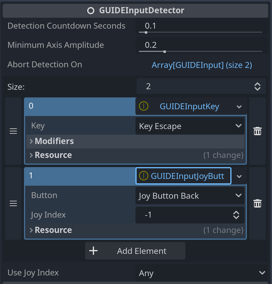 Input Detector Settings