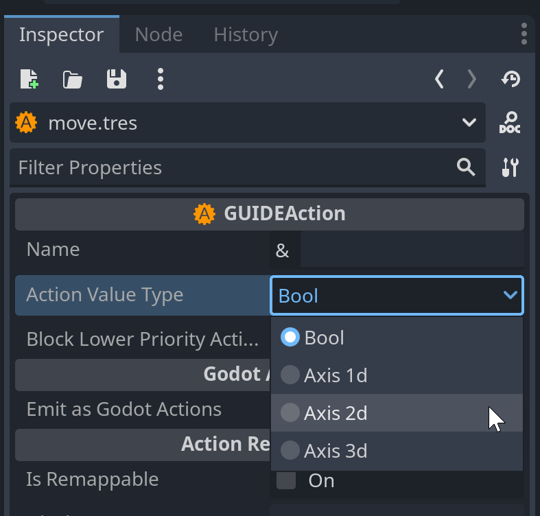 Action value types