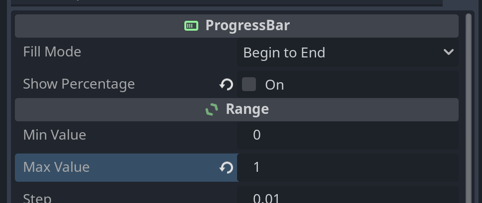 The progress bar range set to 0-1